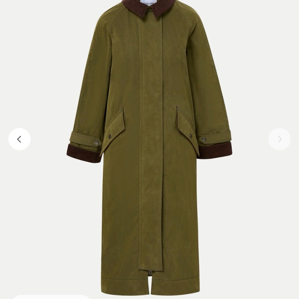 Veronica Beard Olive Trench Coat with Brown Accents